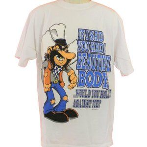 Vintage Outlaw Cowboy Wants Your Body Against Him Old Perv 90's L T-Shirt